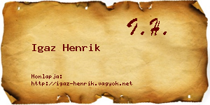 Igaz Henrik névjegykártya